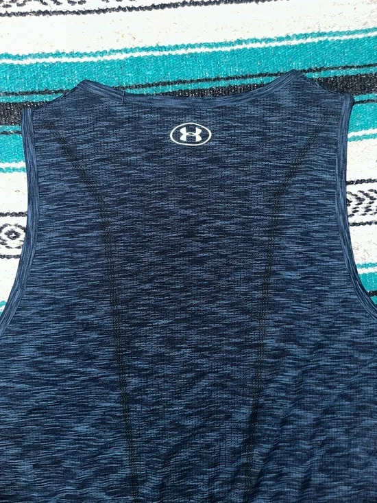 Under Armour Men's Fitted Stretchy Tank in Blue - Picture 5 of 5